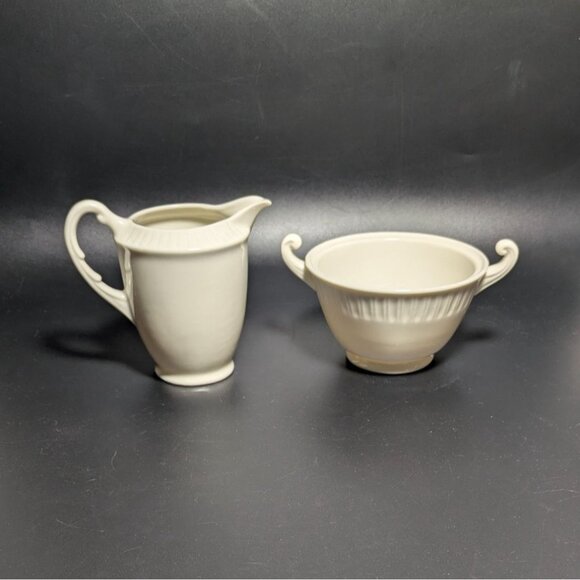 Syracuse China Shelledge Cream Sugar Bowl & Creamer Vintage Porcelain Elegant - Picture 9 of 16